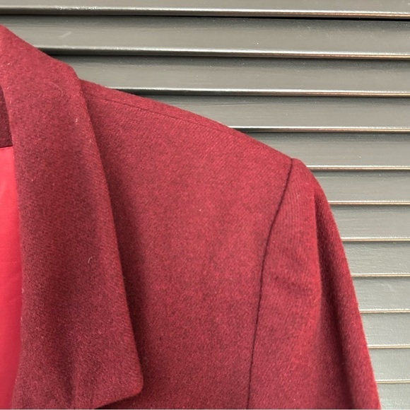 100% Cashmere Vintage Nordstrom Gallery Red Burgundy Blazer Jacket, Size 8 - Picture 5 of 12